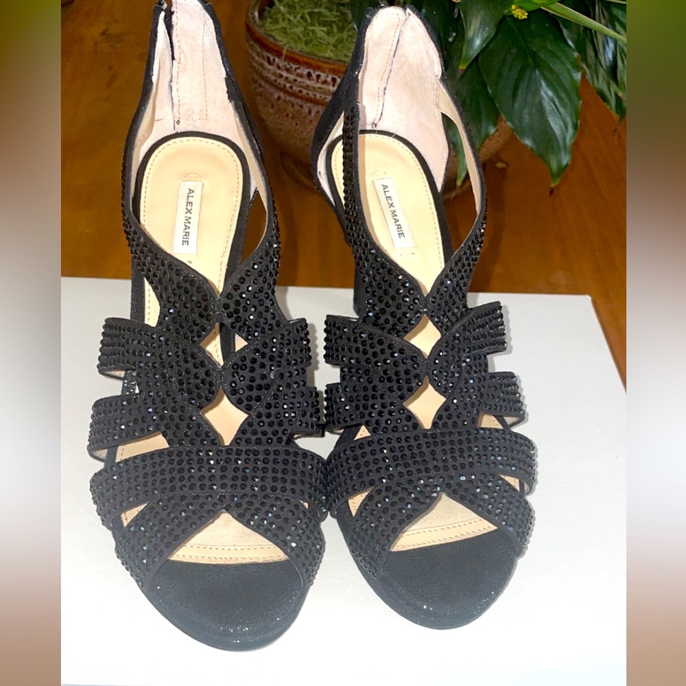 Black jeweled heels